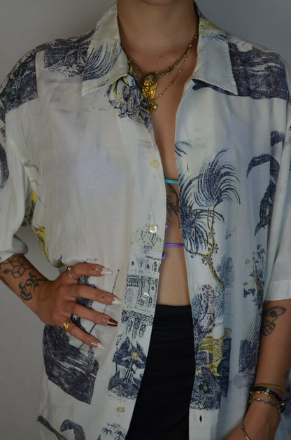 camicia bianca con stampa made in italy