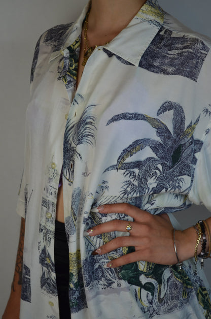 camicia bianca con stampa made in italy